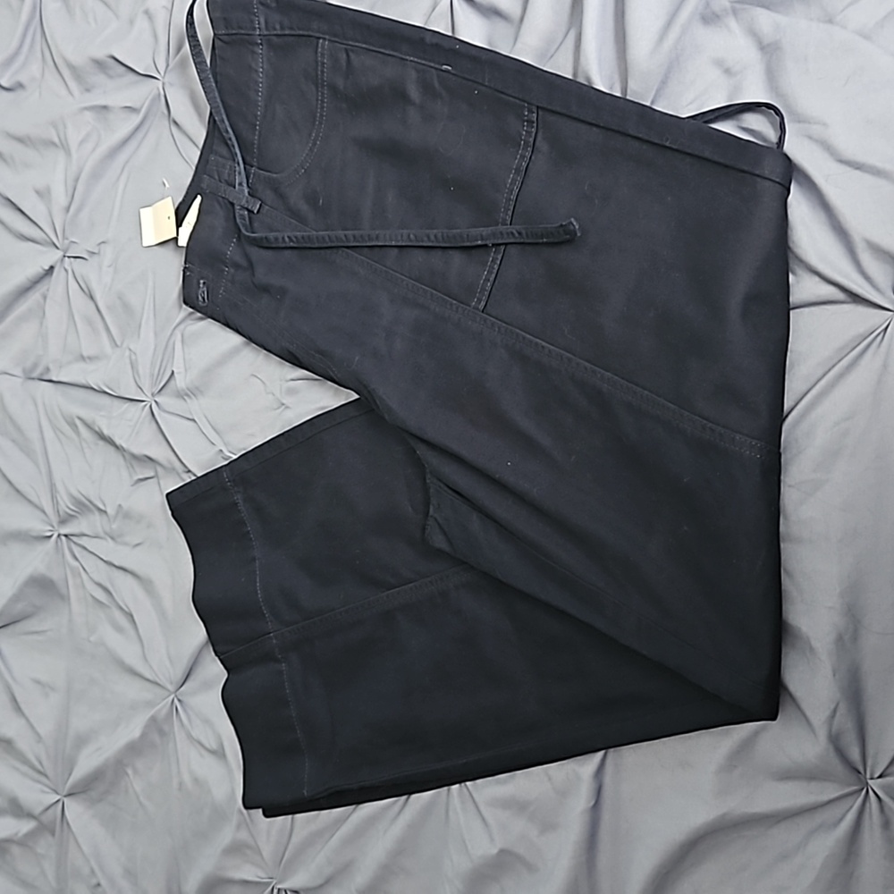 Wide leg navy trousers